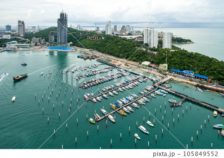 Topview Marine station Luxury yachts and private boats seaport in Marine station complex , Pattaya province Thailand 105849552
