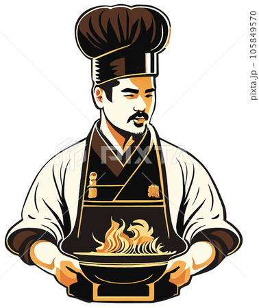 chef man in gold pot chef man in gold pot 105849570