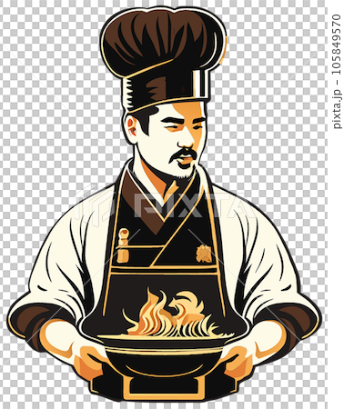chef man in gold pot chef man in gold pot 105849570
