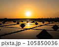 台湾台南の塩田と夕陽 105850036