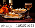 Half cut pumpkin pie revealing a rich golden spiced filling is elegantly served on a rustic wooden table  105851053