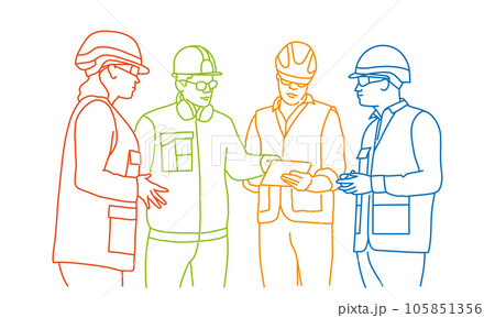 People industry or construction employees. People industry or construction employees. 105851356