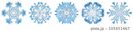 Snowflakes Dark Blue Ice Crystal Winter Symbol 105851467