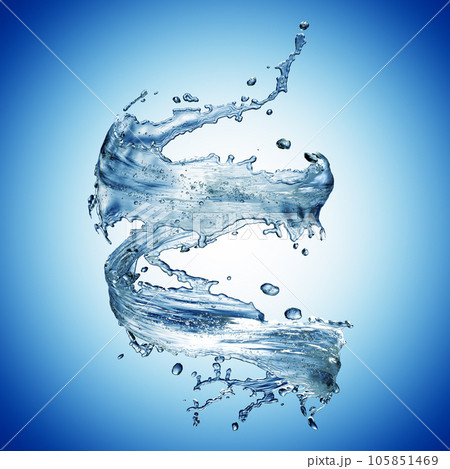 blue water splash isolated on blue background blue water splash isolated on blue background 105851469