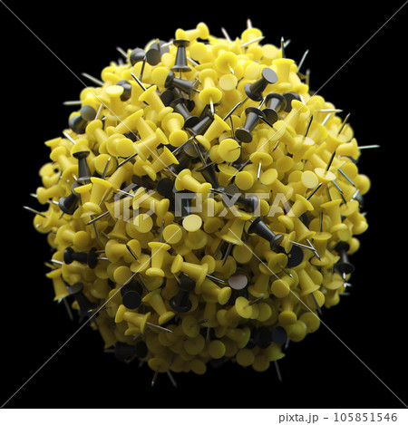 several assorted colors of plastic push pins in shape of sphere 105851546