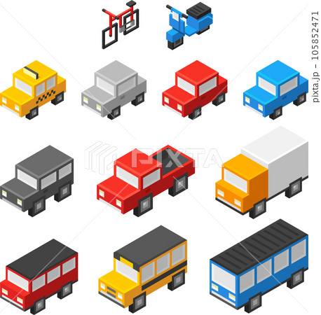 Isometric 3d vehicles set 105852471