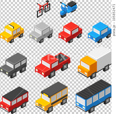 Isometric 3d vehicles set 105852471