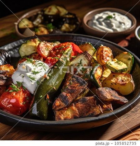 Traditional grilled vegetable. Generative AI 105852735