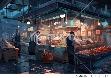Traditional food market. Generative AI Traditional food market. Generative AI 105852817
