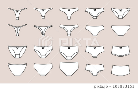 Set Of Women Panties, Underwear Types String, Thong, Tanga, Bikini  Underclothing Lingerie Collection Royalty Free SVG, Cliparts, Vectors, and  Stock Illustration. Image 187252932.
