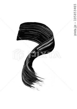 Black mascara brushstroke swatch isolated on white background. Cosmetic mascara smudged smear for design. 105853465