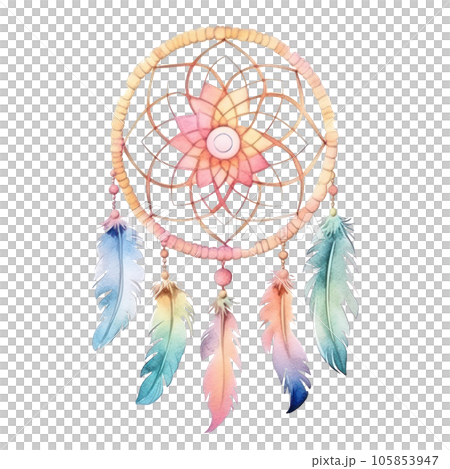 Watercolor dream catcher isolated 105853947