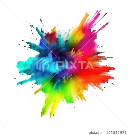 Bright colorful holi paint color powder festival explosion burst isolated 105853971