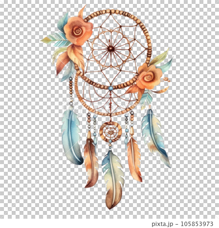 Watercolor dream catcher isolated 105853973