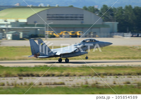 航空自衛隊第306飛行隊F-15DJイーグル離陸 105854589