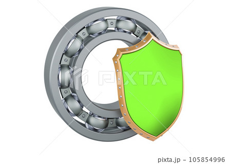 Ball bearing with shield, 3D rendering 105854996