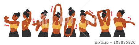 Woman Engages In Shoulder And Hand Exercises, Performing Lifts, And Rotations To Strengthen And Improve Flexibility 105855820