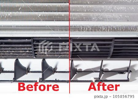 エアコンのクリーニング　洗浄前と洗浄後 105856795