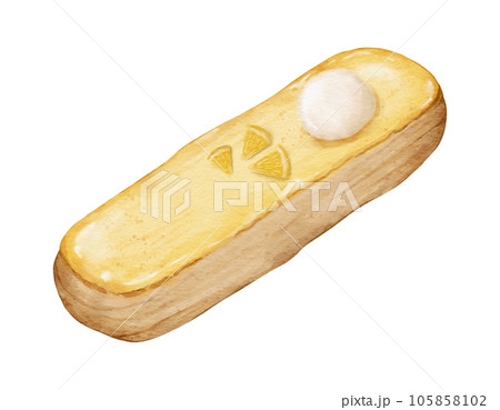 Watercolor lemon eclairs Hand drawn watercolor illustration isolated element Watercolor lemon eclairs Hand drawn watercolor illustration isolated element 105858102