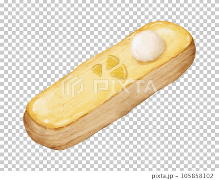Watercolor lemon eclairs Hand drawn watercolor illustration isolated element Watercolor lemon eclairs Hand drawn watercolor illustration isolated element 105858102