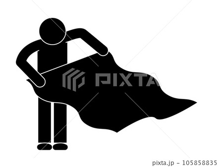 サウナで熱波をするピクトグラム。タオルを広げる動き。 サウナで熱波をするピクトグラム。タオルを広げる動き。 105858835