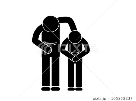 保護者と子供の謝罪ピクトグラム。親子で謝る。 105858837