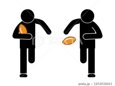 ラグビーの試合で走るピクトグラム。	 105858841