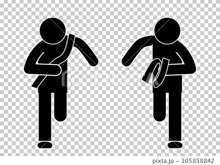 A pictogram that connects sashes in a relay race. marathon runner. 105858842