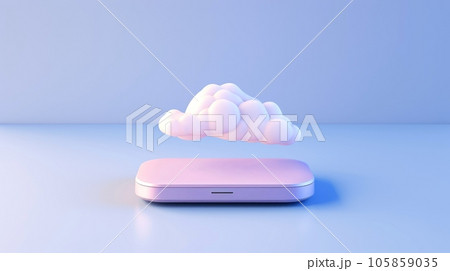 3D purple cloud icon minimal style, cloud computing online service, digital technology security concept, Generative AI illustration 105859035