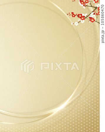 梅と金箔の和風背景 105860470