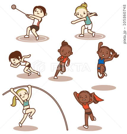 かわいい女子陸上競技イラスト集 105860748