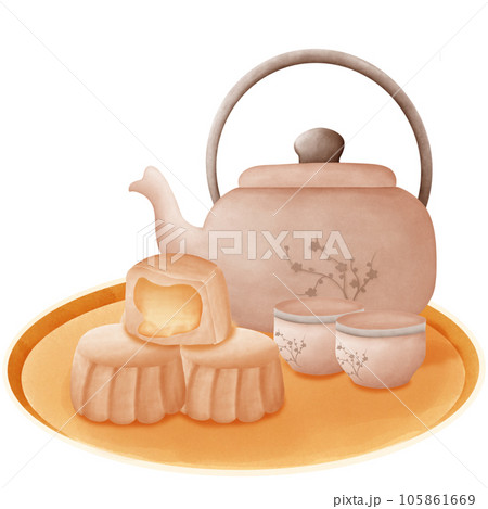 Teapot and mooncakes Teapot and mooncakes 105861669