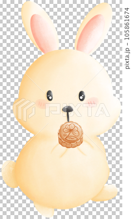 Rabbit eating moon cake 105861674