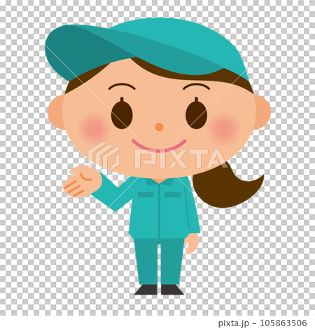 案内する作業着を着た女性 105863506