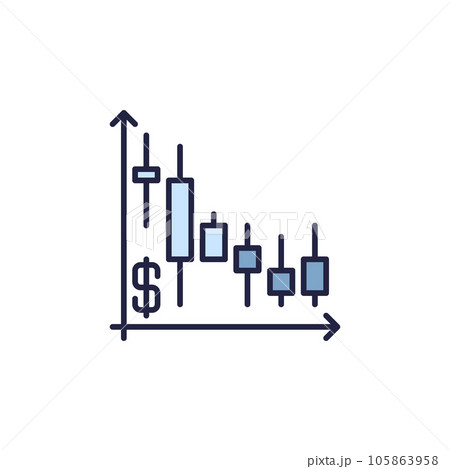 Dollar Inflation on Falling Candlestick Chart vector concept colored icon Dollar Inflation on Falling Candlestick Chart vector concept colored icon 105863958
