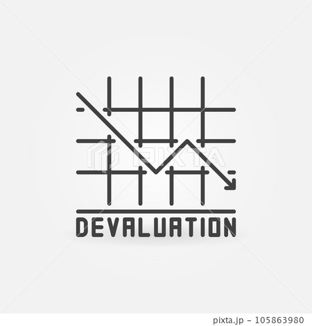 Financial Crisis and Devaluation vector Currency Value Lowering line icon 105863980