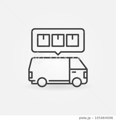 Van with Speech Bubble vector Logistics concept outline icon 105864096