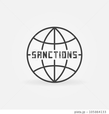 World Sanctions vector Financial Crisis concept outline icon 105864133