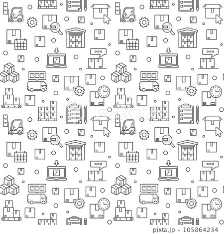 Inventory and Storage vector Logistics outline seamless pattern Inventory and Storage vector Logistics outline seamless pattern 105864234