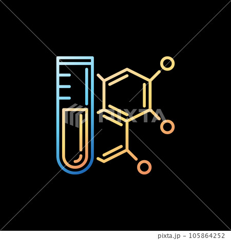 Test Tube and Chemical Formula Analysis linear colorful icon 105864252