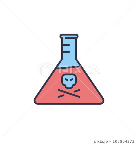 Toxic Chemistry Flask with Skull vector Chemistry concept colored icon 105864272