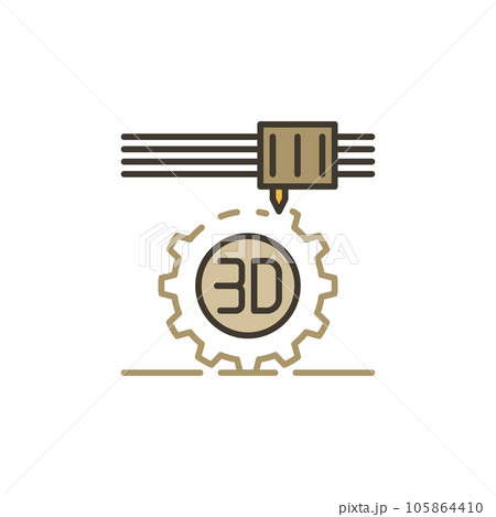 Cog Wheel 3D Printing vector Printer concept colored icon 105864410