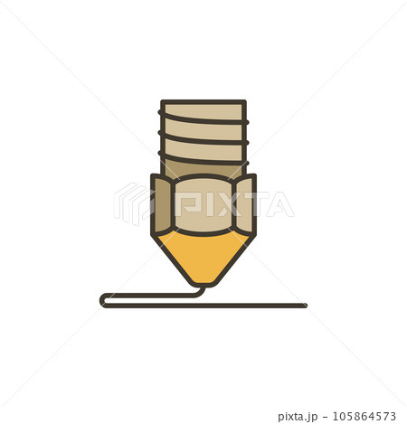 Nozzle for 3D Printer vector Additive Manufacturing concept colored icon Nozzle for 3D Printer vector Additive Manufacturing concept colored icon 105864573