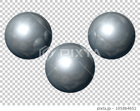 立体（3D）「3Ball/3つの球体・ボール 」シルバー,銀 105864652