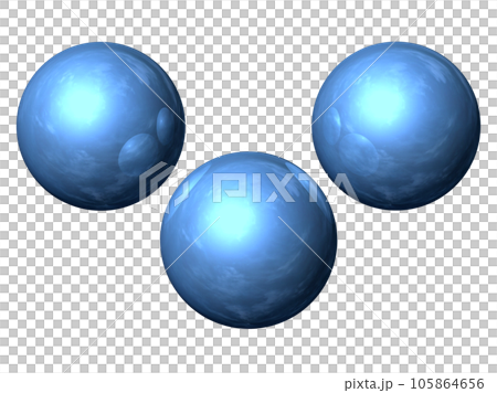 Three-dimensional (3D) "3Ball / three spheres / balls" blue, blue Three-dimensional (3D) "3Ball / three spheres / balls" blue, blue 105864656