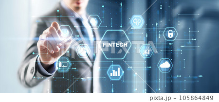 Fintech Financial technology. Business concept on virtual screen 105864849