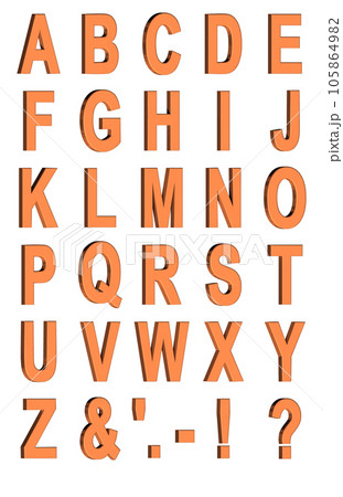 3D Font Pack 1［Alphabet/cap/立体文字/アルファベット］オレンジ,橙 105864982