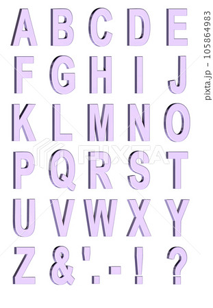 3D Font Pack 1［Alphabet/cap/立体文字/アルファベット］パープル,紫 105864983