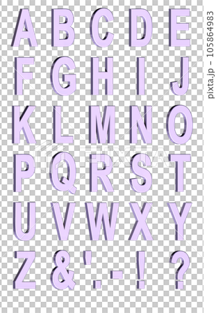 3D Font Pack 1［Alphabet/cap/立体文字/アルファベット］パープル,紫 105864983