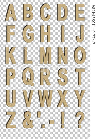 3D Font Pack 1［Alphabet/cap/立体文字/アルファベット］ゴールド,金 105864986